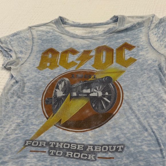 Recycled Karma Light Blue and Yellow AC/DC Tee - Picture 6 of 6